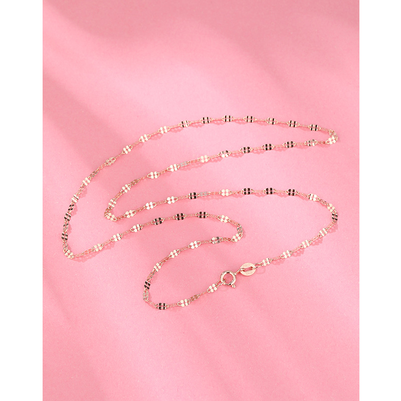 92 collar de plata esterlina mujer sin colgante caja de cadena de agua onda de semillas de melón Baotian octogonal cadena clavícula