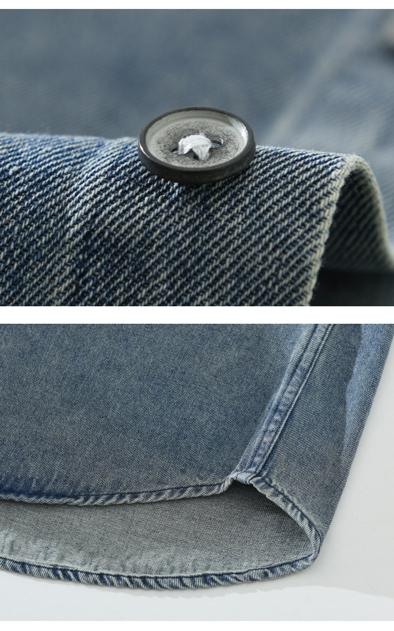 Denim contrasting color striped shirt