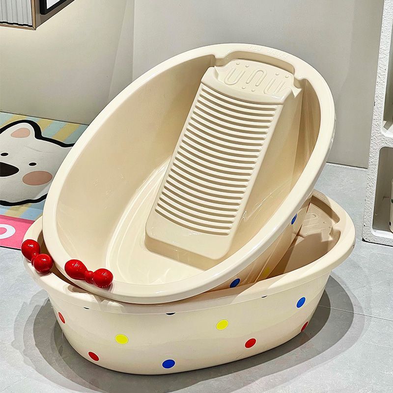 Laundry Basin with Washboard Integrated Three-In-One Thickened Type for Home Use Extra-Large Cute Hand-Washing Basin