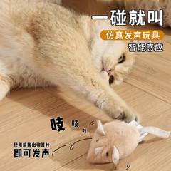 Cat toy self-entertaining stress-relief device, electric simulated small mouse with sound, for kitten use, AFP cat teaser stick