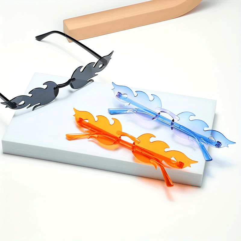 Frameless Personalized Trendy Colorful Flame Sunglasses Party Sunglasses Female Internet Celebrity Photo Candy Color One-Piece Mirror Male