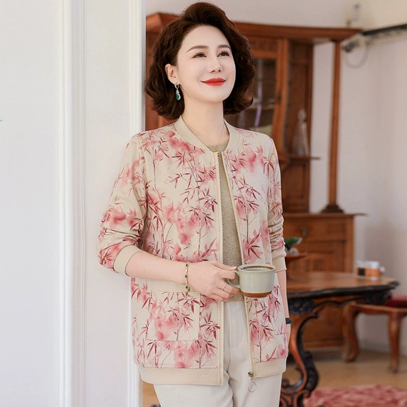 2025 новая весенняя куртка для мам среднего возраста, стильный и красочный солнцезащитный кардиган, летняя тонкая куртка для среднего и пожилого возраста.