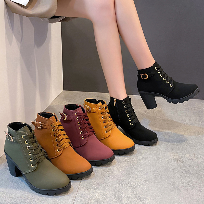 2024 Autumn and Winter New European and American Large Size Foreign Trade Women's Boots Platform Thick-Soled Short Martin Boots Wholesale for Women