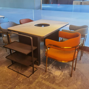 Slate Hot Pot Table Commercial Induction Cooker Grill and Hot Pot Table and Chairs Square Table Hotel Restaurant Wholesale