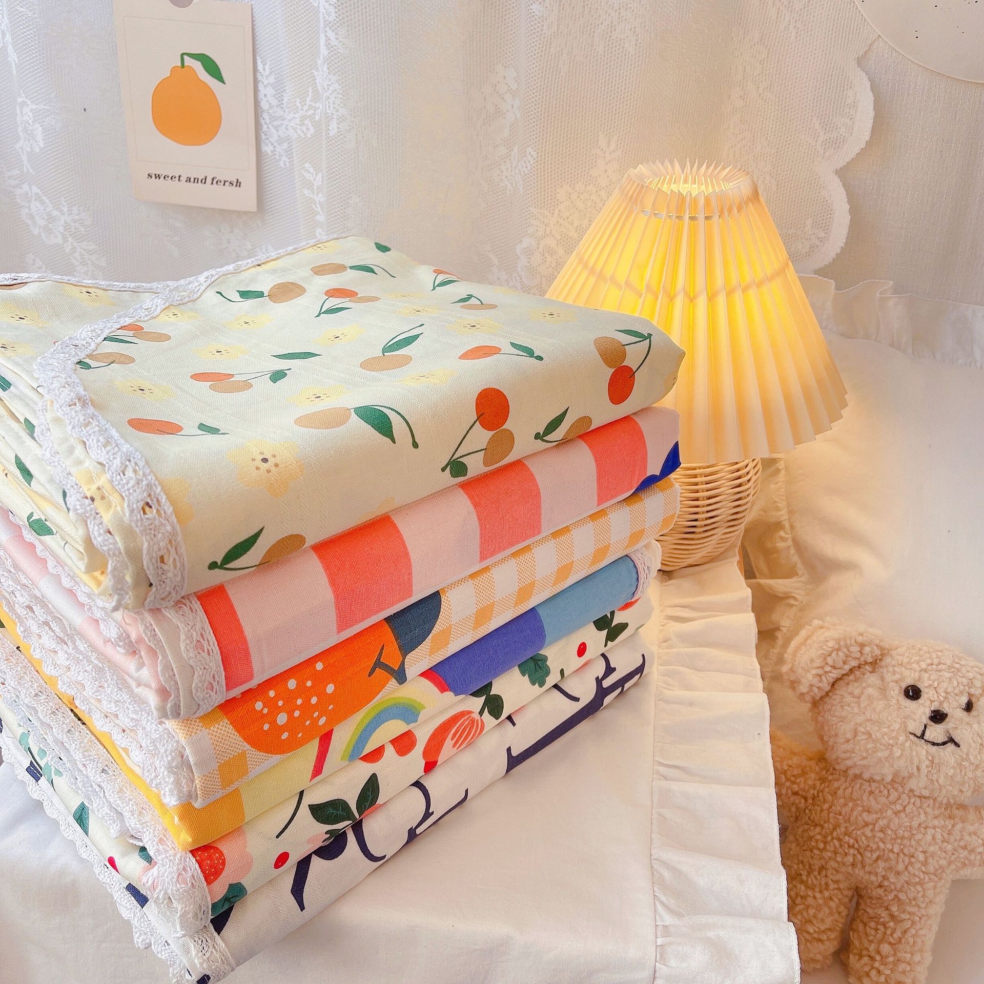 Old Coarse Cloth Bed Sheets in Stock, Fine Yarn Three-Piece Set, Thickened Bed Sheets and Pillowcases, Three-Piece Forged Card Bedding Set for Home Use