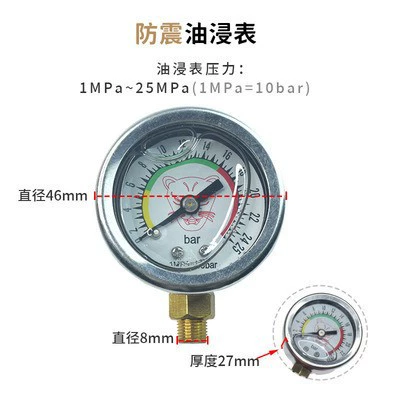 Zuoyan Double Head with Oil Gauge Deflation Barb Air Rod Air Rod Inflation Nozzle Tire Quick Replenishment Tire Pressure Gauge (Air pressure gauge/tire pressure gauge) - special-meter-with-oil-for-air-pump