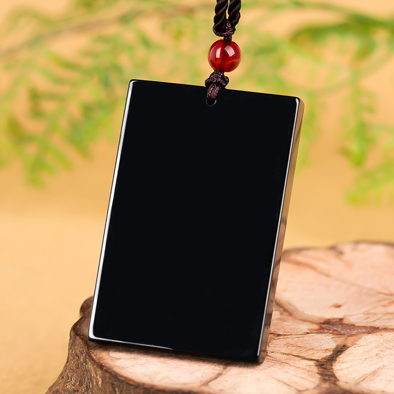 挂件男士项链玉坠翡翠女天然货冰种平安无事玉石吊坠墨玉牌