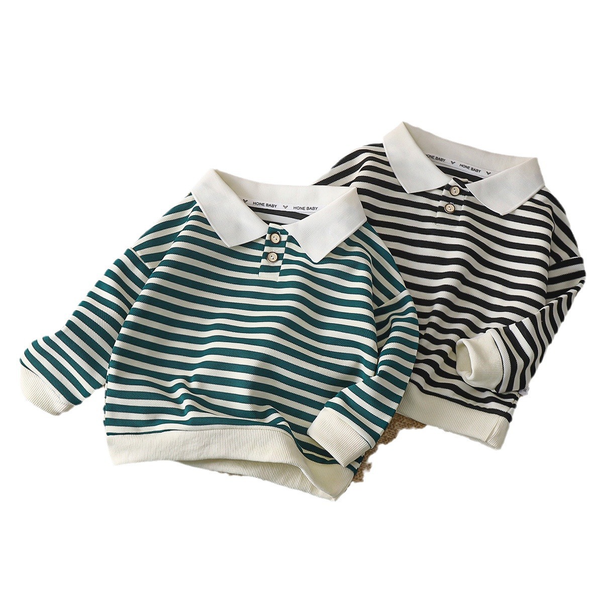 Ropa de primavera y otoño para niños suéter de bebé para niños 2023 nueva llegada estilo coreano para niños estilo occidental casual rayado superior al por mayor