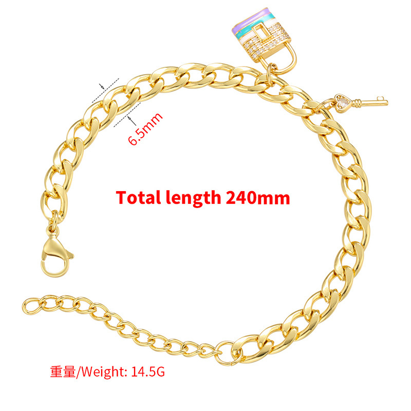 fashion bead buckle micro-set zircon butterfly key lock pendant copper bracelet