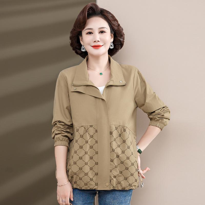中年妈妈春装外套洋气上衣2025新款套装中老年女装春秋时尚夹克衫|undefined