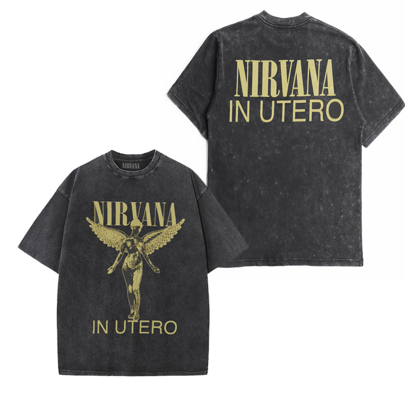Nirvana banda de rock Nirvana Cobain cocoburn apenado lavado vintage batik camiseta suelta