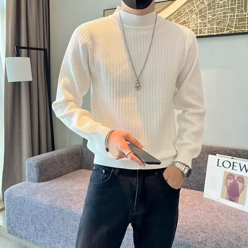 Demi-season solid color base Japanese trend knitted sweater for…