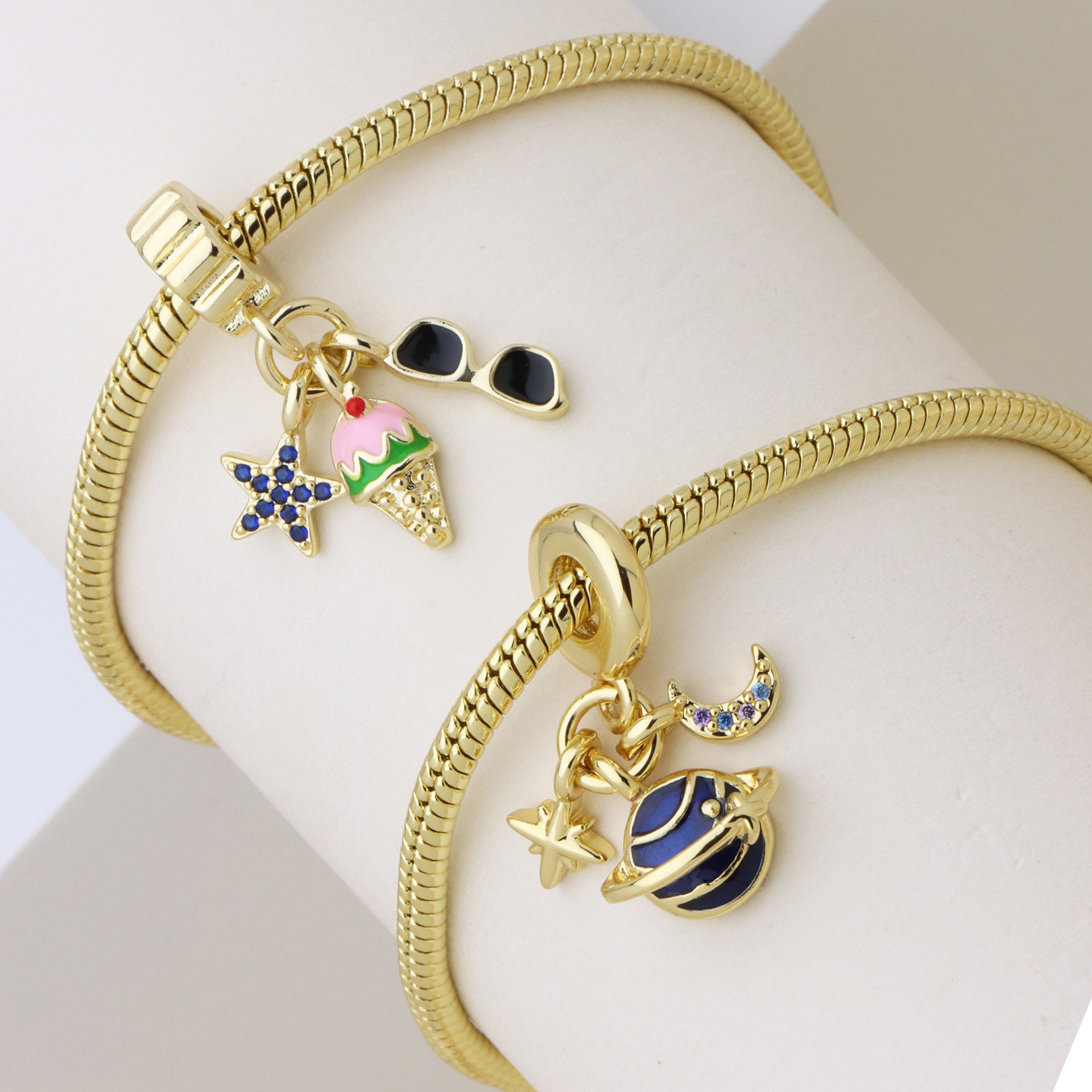 13g Weight Pendant Jewelry Making Type 23mm, 31mm Jewelry Making Size Zircon Inlay Material DIY Jewelry Accessories Classification 1 Piece Quantity Copper Material Ice Cream, Moon Pattern Enamel Design Cute, Sweet Style 1 Piece 23mm 31mm Copper Zircon Ice Cream Moon Pendant 3