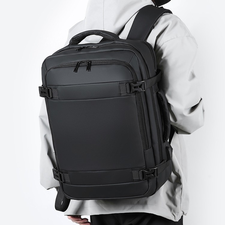 Business Logo Printing, Fashionable Leather Travel Backpack, Trendy Laptop Backpack With USB Port_voghion.com