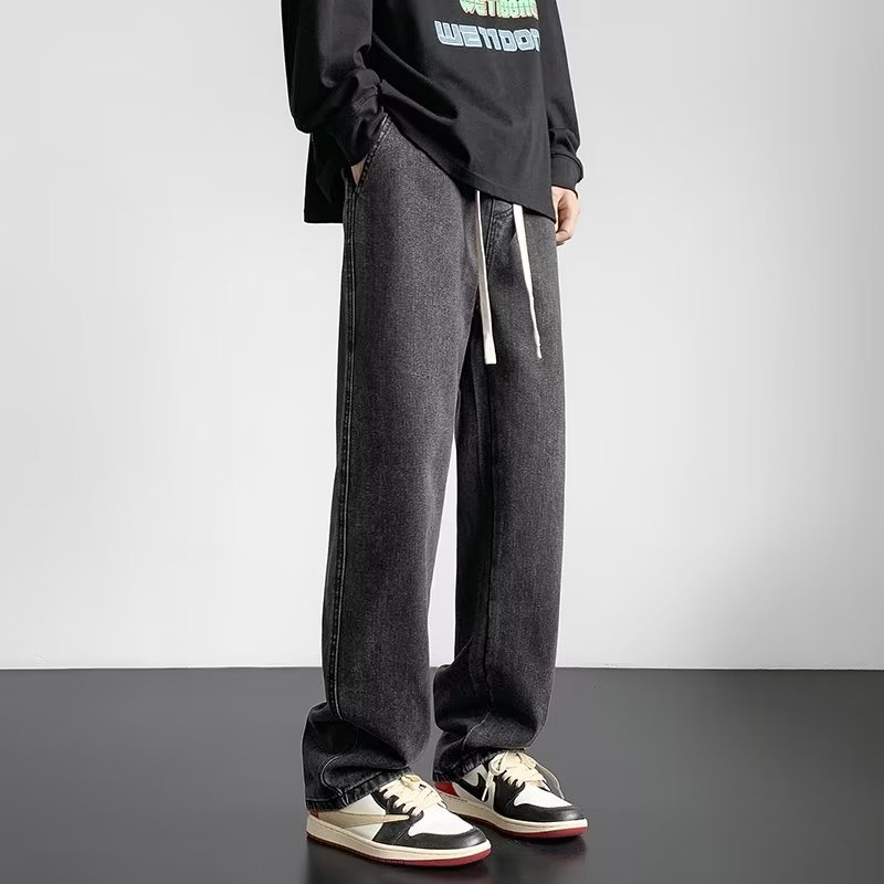 2024 primavera y otoño nuevo estilo jeans para hombres pantalones casuales rectos sueltos para hombres pantalones de trapeador de marca de moda para hombres