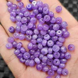 翡翠玉紫罗兰玉扣算盘珠玉石散珠紫色隔片隔珠手链项链饰品配件珠