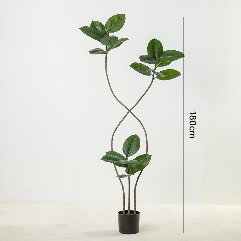 Wabilifeng Net Red Planta de simulación de piso a gran escala, roble, planta falsa, planta en maceta, ventana, sala de estar interior, planta decorativa