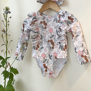 Children's Swimwear Baby Girl's Swimwear Cute New Arrival 2025 Girl's Colorful Floret Backless High-end Swimwear