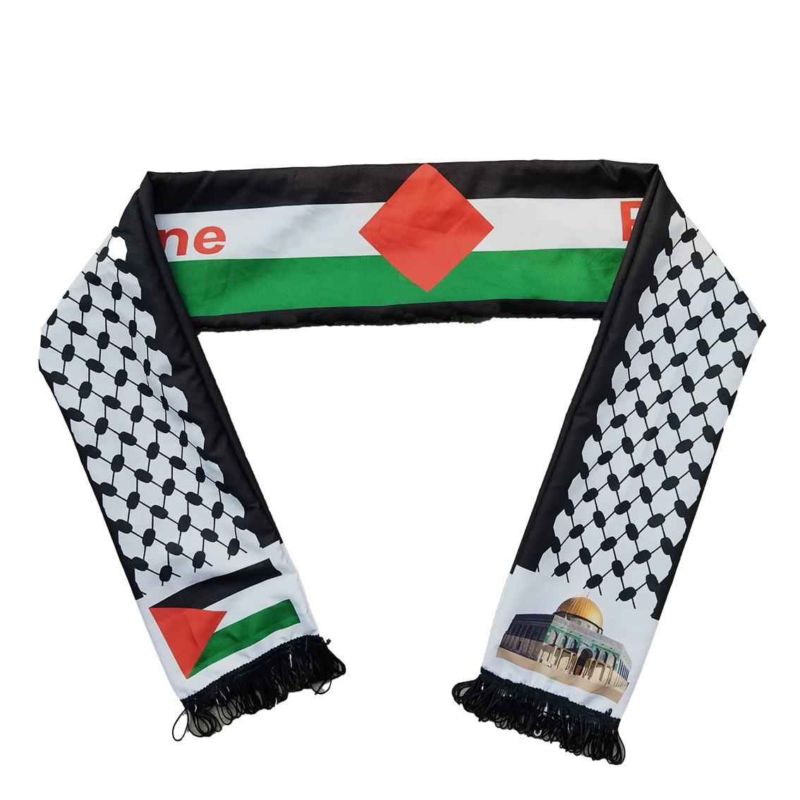Fuente de la fábrica Copa del mundo bandera bufanda Palestina bandera bufanda
