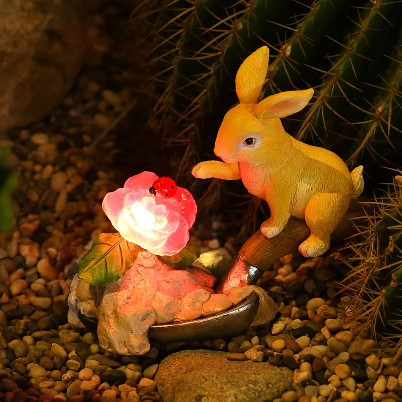 Lámpara de jardín solar conejo luminoso paisaje césped lámpara creativa al aire libre jardín balcón terraza Decoración lámpara