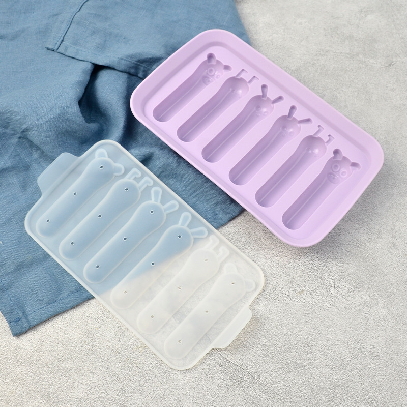 Baby Food Supplement Sausage Mold Thickened Food Grade Silicone Baby Food Supplement with Lid One Bite Sausage Silicone Wholesale Mold