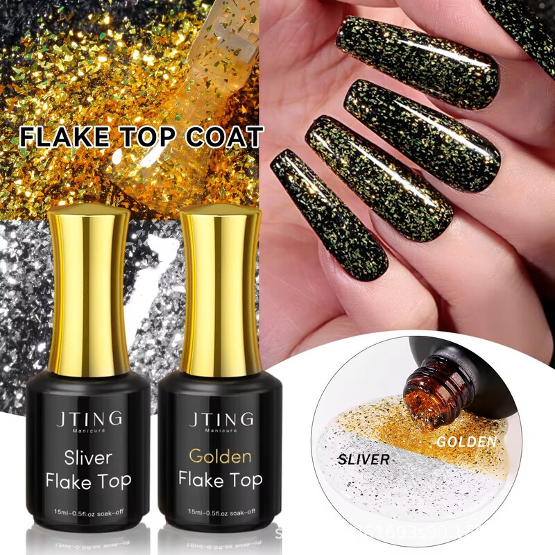 JTING Jingting Amazon Popular Gold and Silver Foil Nail Art Seal Fine Glitter Highlight Sealant Guangzhou Nail Polish Glue JTING Jingting Amazon Popular Gold and Silver Foil Nail Art Seal Fine Glitter Highlight Sealant Guangzhou Nail Polish Glue
