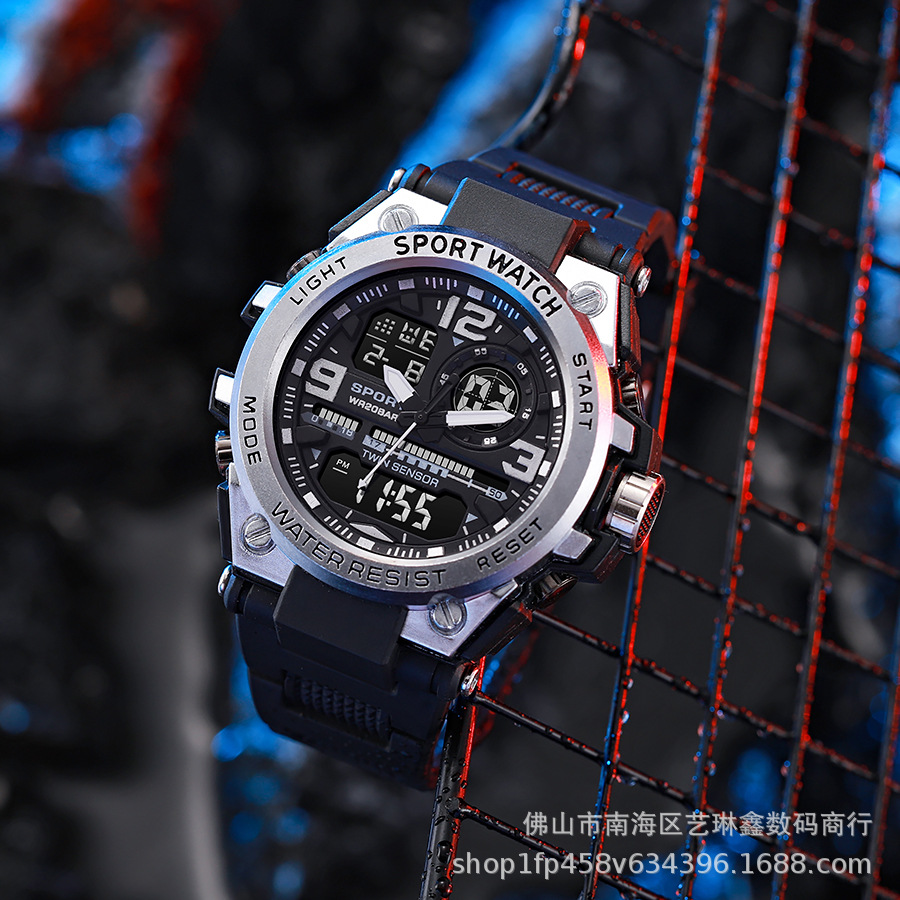 Tendencia de la moda 6024 deportes al aire libre reloj a prueba de golpes niños y niñas multi-funcional impermeable luminoso reloj electrónico