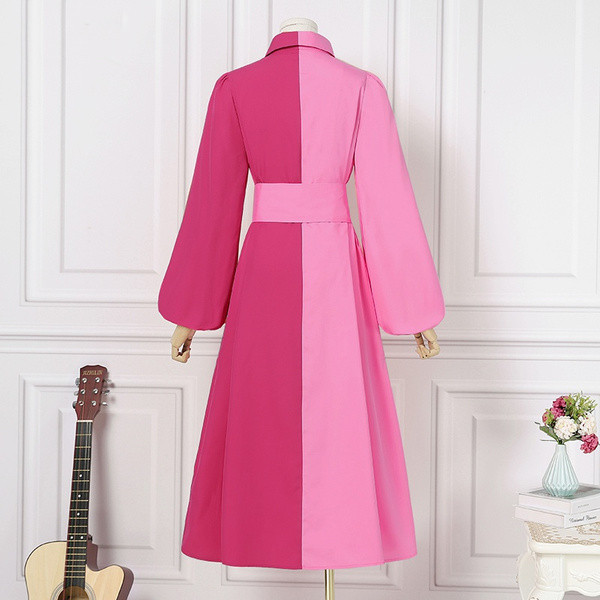 Women's Shirt Dress Fashion Turndown Patchwork Long Sleeve Color Block Maxi Long Dress Outdoor display picture 6