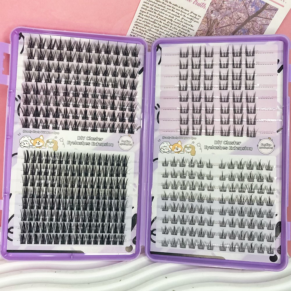 Serie de pestañas postizas transfronterizas Libro de pestañas de comercio exterior Pestañas postizas en inglés completas Pestañas postizas de gran capacidad, pelo segmentado de un solo racimo