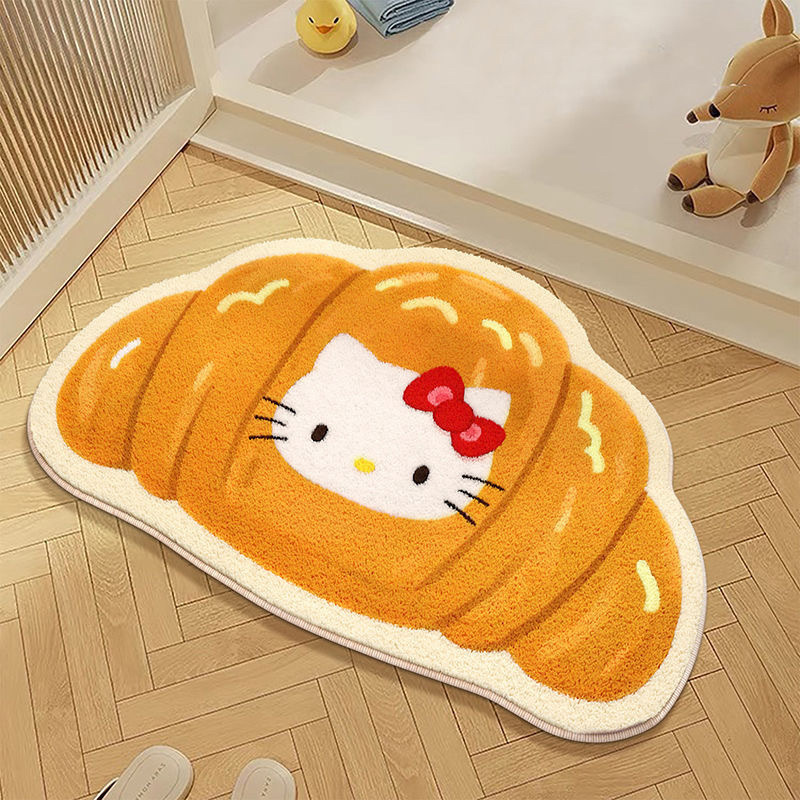 漫画ハンバーガーハローキティフロアマット浴室トイレドアソフト吸収性フットマット寝室かわいいフロアマット|undefined