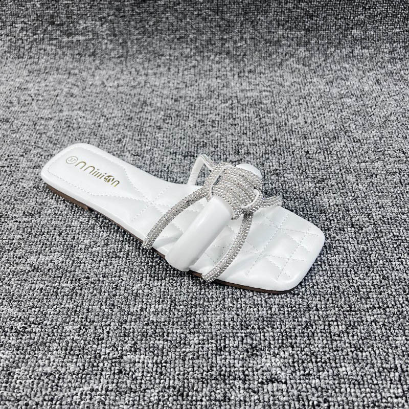 2023 Hausschuhe mit flachem Boden für Damen, Sommer, Diamant-Stepping-Scheiße, Gefühl im Freien, große Hausschuhe, Slides_voghion.com