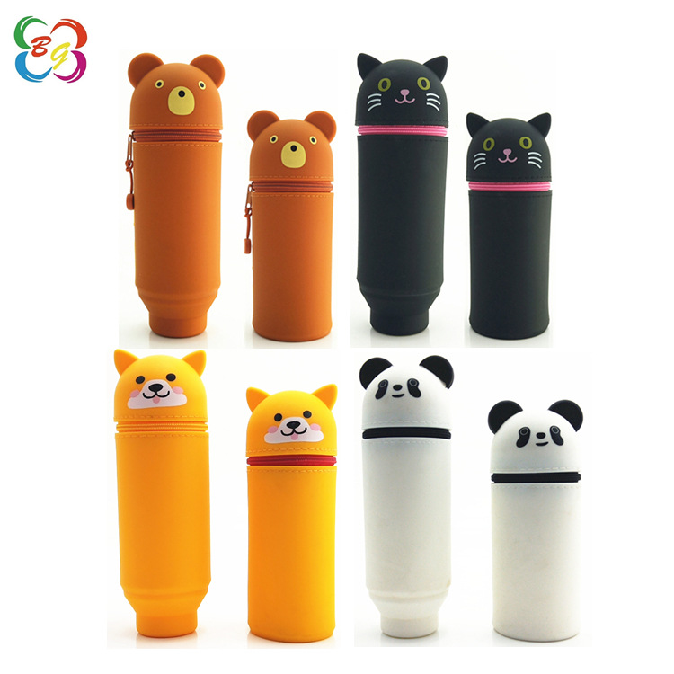 cilindro de silicona bolígrafo bolígrafo cilíndrico portátil estudiante de gran capacidad cartón telescópico flip bolsa de papelería caja de almacenamiento