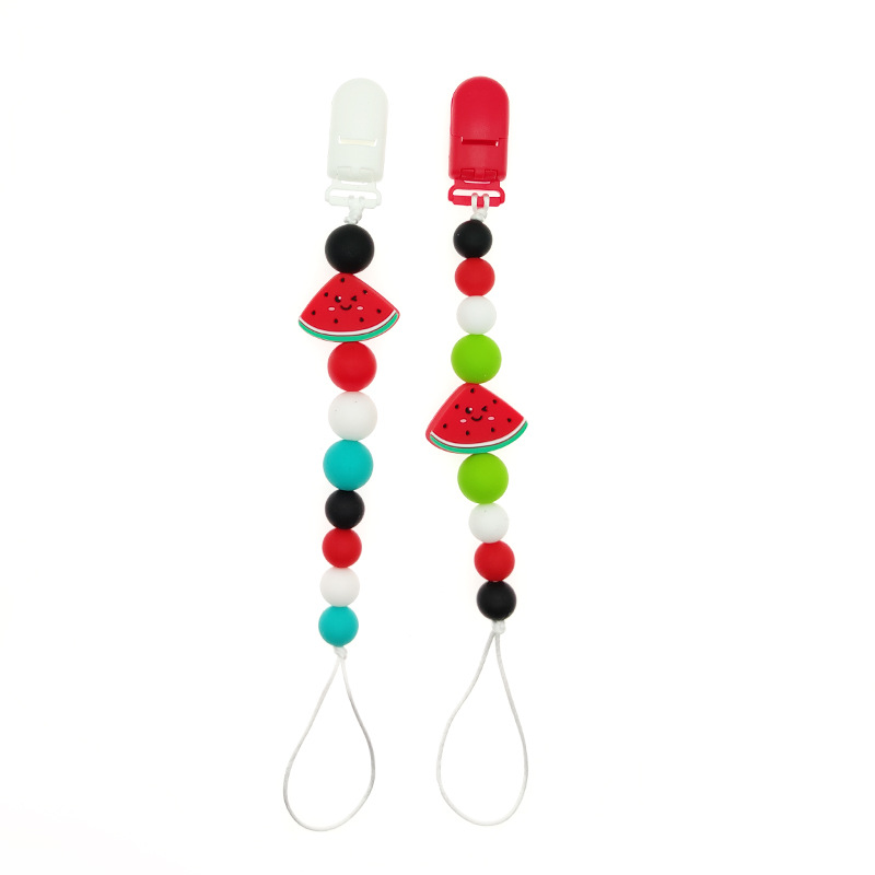 Foreign trade new cute watermelon beads pacifier chain baby pacifier anti-drop chain gum chain baby supplies