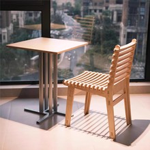 海洋板桌椅组合咖啡厅奶茶店桌甜品店户外露天桌子简约桦木小方桌