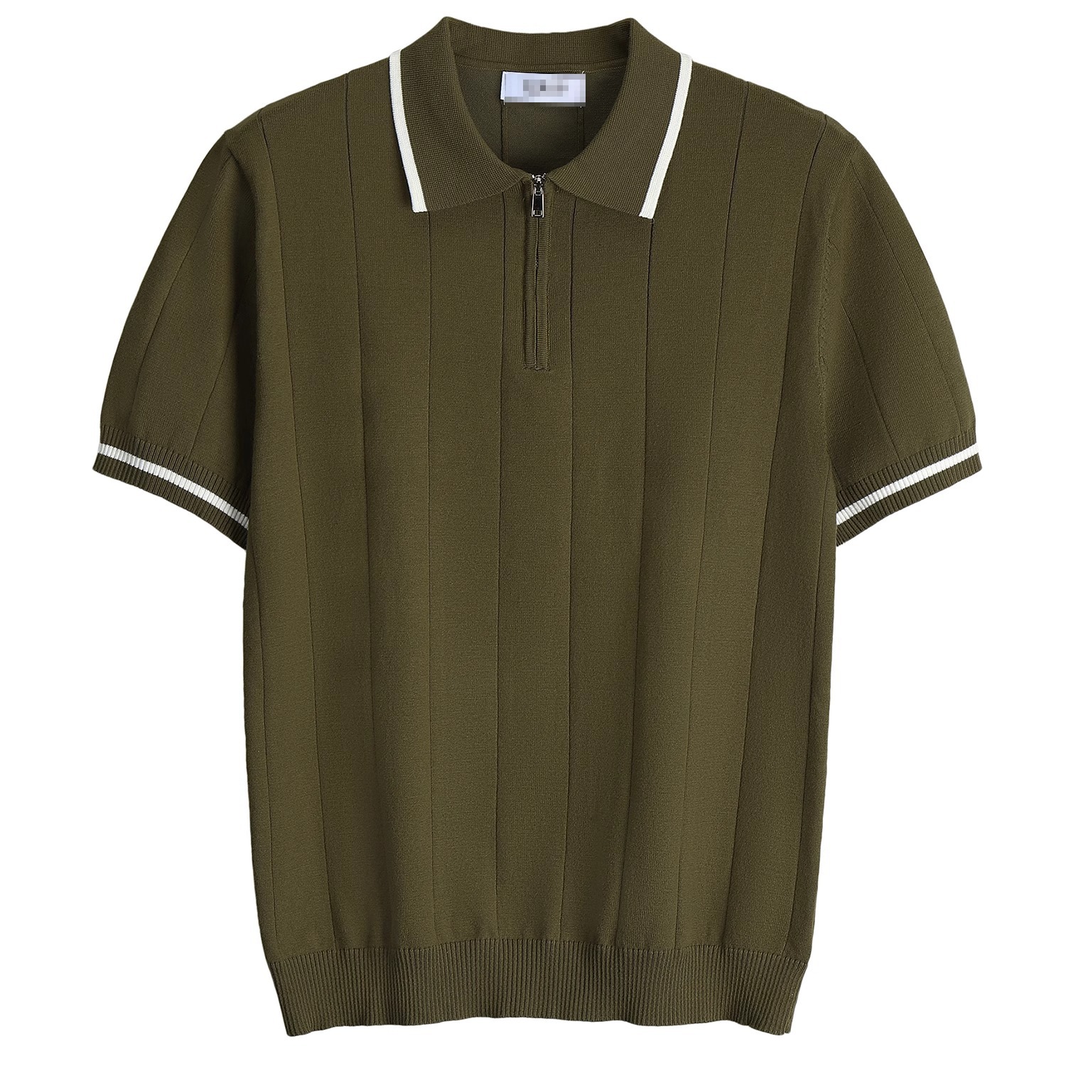 Polo de punto de manga corta para hombre con media cremallera y solapas, de lujo ligero, para negocios, venta al por mayor transfronteriza, de seda helada de secado rápido para verano