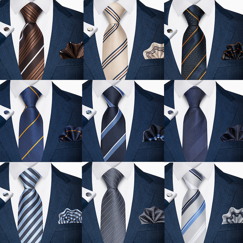 Manufacturer's In-Stock Wholesale Men's Tie, Jacquard Embroidery 8cm Striped Tie, Men's High-End Hand-Tied Tie Manufacturer's In-Stock Wholesale Men's Tie, Jacquard Embroidery 8cm Striped Tie, Men's High-End Hand-Tied Tie