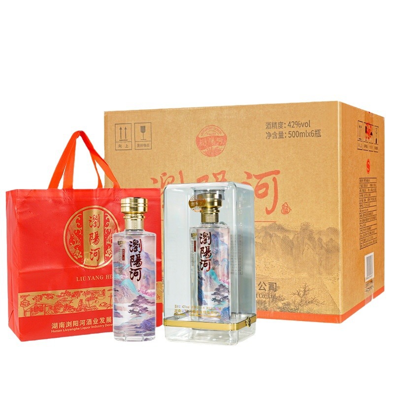 Liuyanghe 42-degree pure grain solid-state liquor whole box 6 bottles of strong aroma grain wine, food wine, food wine, wholesale