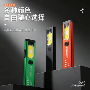 Cross-Border Ultra-Portable Cob High-Brightness Flashlight Outdoor Lighting Pen Clip Flat Light Magnetic High-Brightness Edc Work Light Ultra-Thin