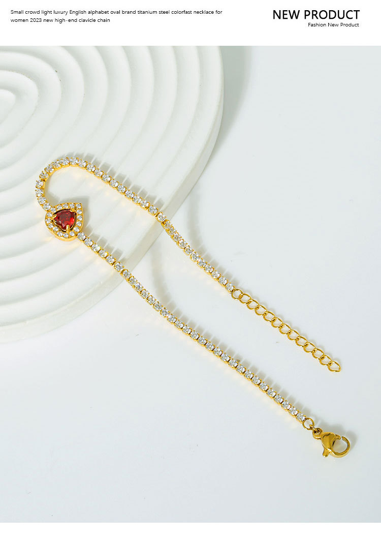 Women's Gender Simple Style Heart Shape Titanium Steel Zircon Bracelets In Bulk