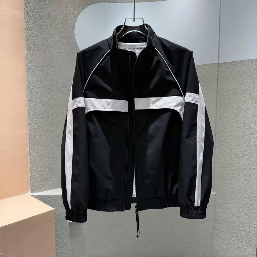 Cross-Border 2025 Summer New Contrast Color Splicing Jacket Men's Simple Fashion Versatile Top Stand Collar Double Layer Jacket
