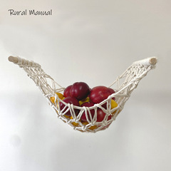Kitchen decoration fruit and vegetable hanging pouch handmade weaving storage hanging tapestry basket hanging storage bag Amazon supply