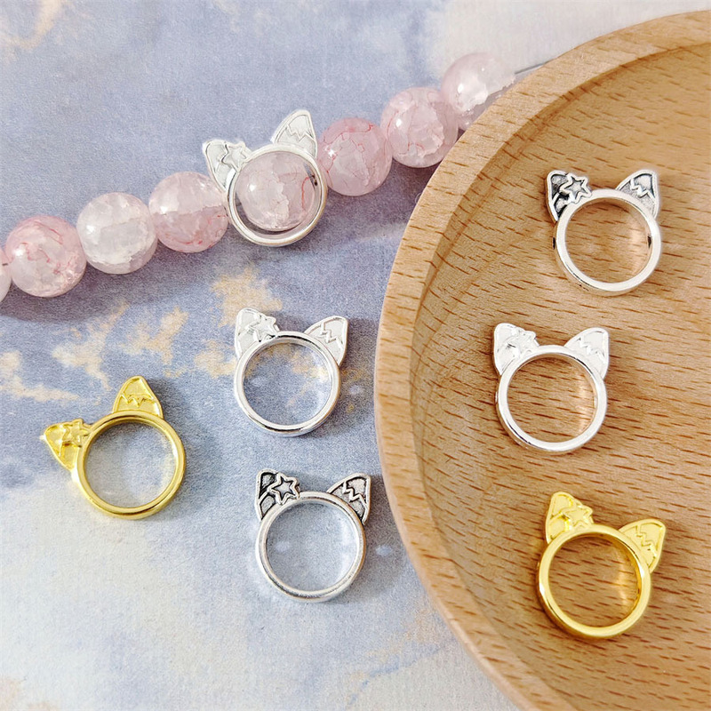 Alloy Bead Ring Straight Hole Xizang Silver Bead Ring Bead Ring Bead Circle Handmade DIY Bead Accessories Material