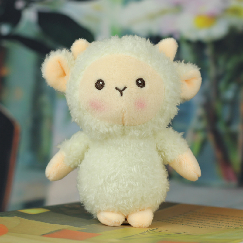 Super lindo Cordero muñeca colgante llavero Mini tamaño pequeño ovejas muñeca Ragdoll niños bolsa adornos image 10