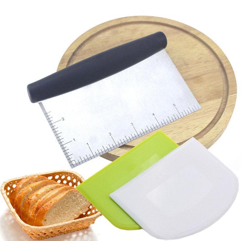 Stainless steel flour cutting dough cutting plastic scraper PE soft scraper cake cream baking equipment cross-border