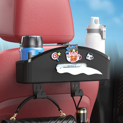 Car tissue box/set Back Multifunctional Water Cup Holder - rich-woman-car-chair-back-tissue-storage-black