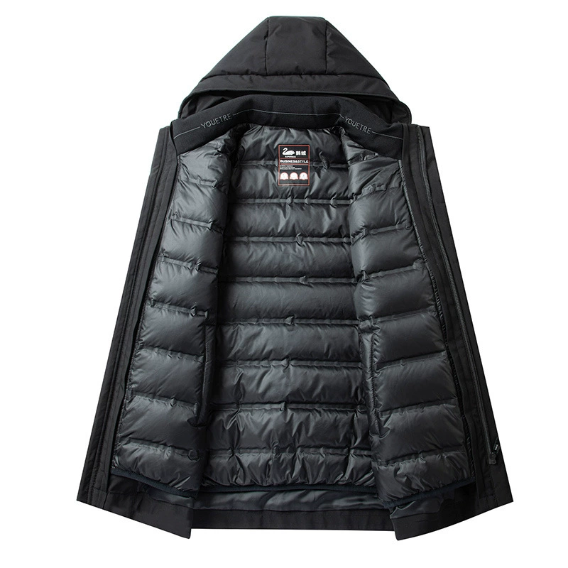 Demi-season down jacket, hoody with hood, keep warm velvet liner for leisure, goose down