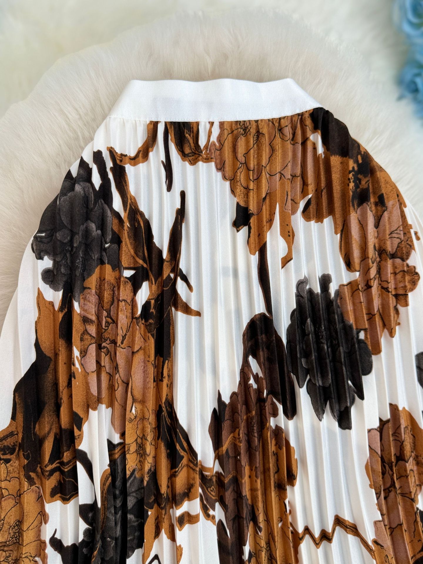 Sophisticated Retro Printed Midi Skirt A-line Pleated Skirt_voghion.com