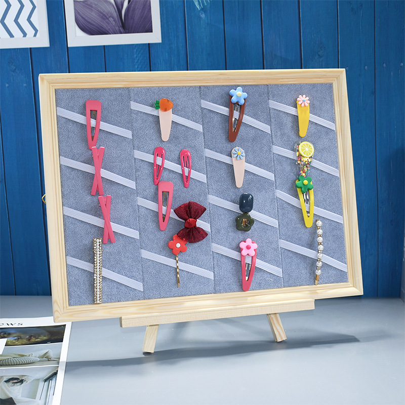 實木相框掛牆髮夾展示板耳夾髮夾頭飾陳列飾品架發圈髮帶收納擺件