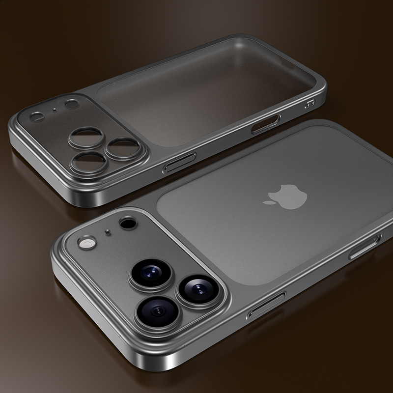 适用iPhone17手机壳磨砂电镀PC防摔苹果17ProMax全包镜头膜保护套|undefined