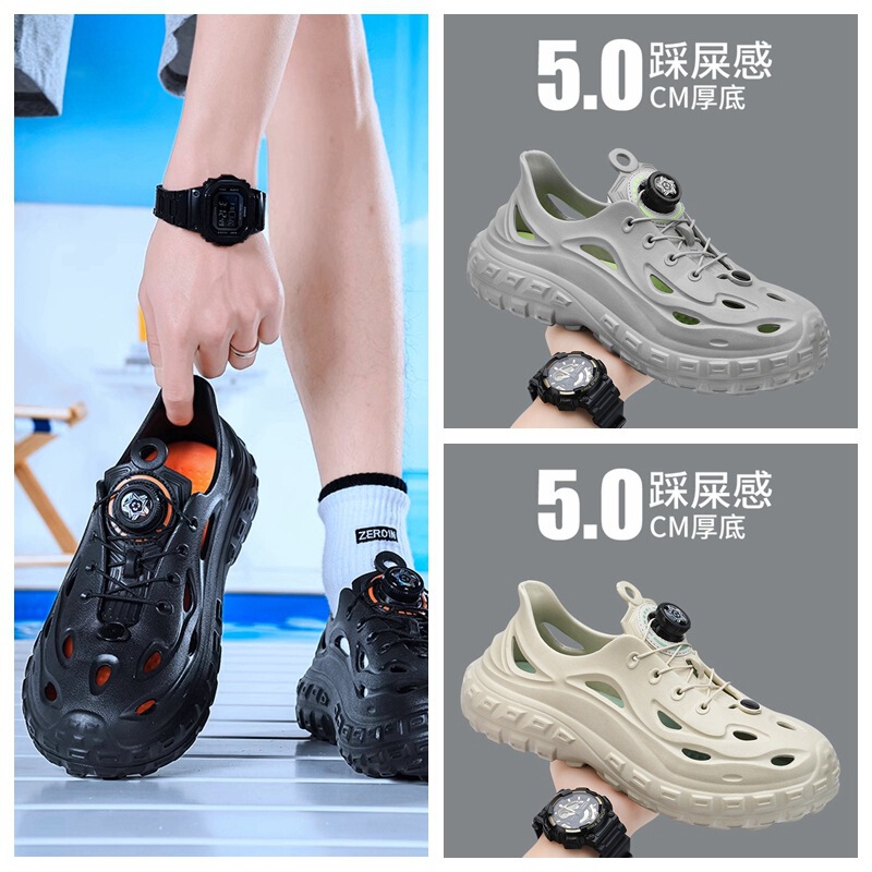 Cross-border fashion men wear sports wear-resistant beach shoes out knob driving casual shoes in stock batch